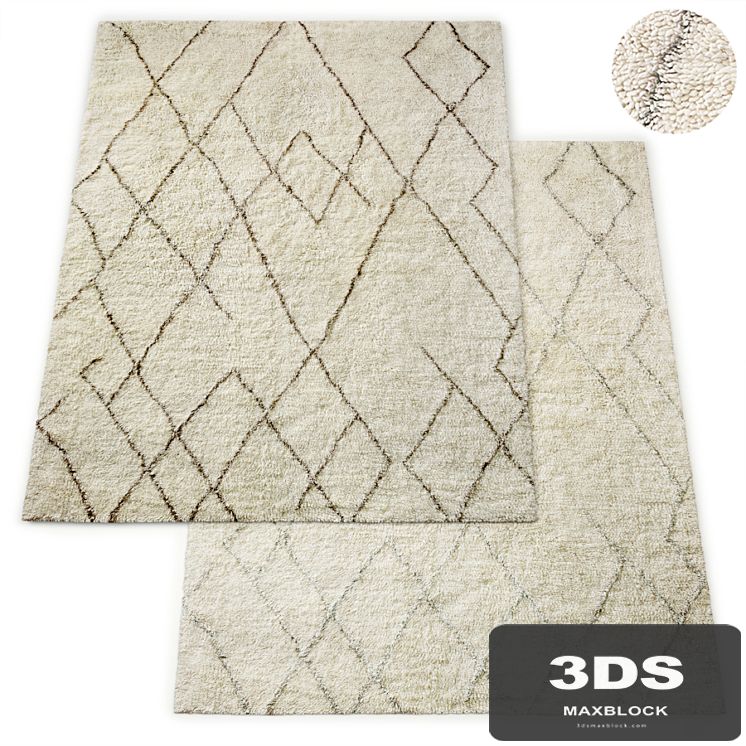 Lumina Sketched Hand-Knotted Wool Shag Rug RH Collection