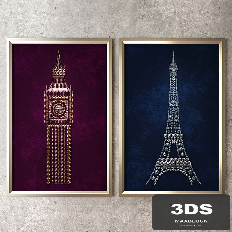 Panel Eiffel Tower and Big Ben