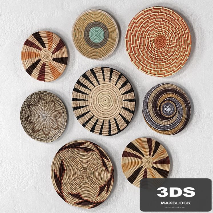 Wicker African wall baskets