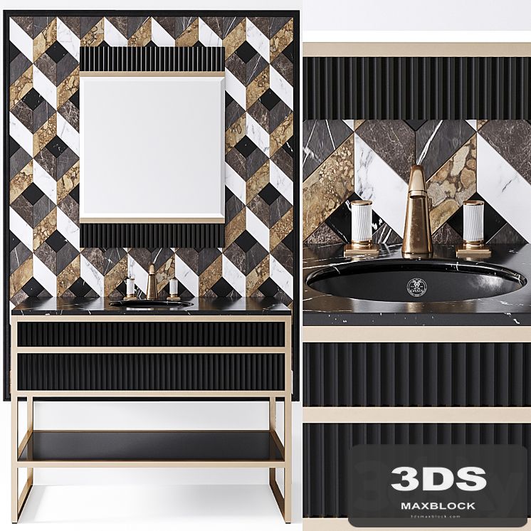 Oasis Academy noir marquinia brass console