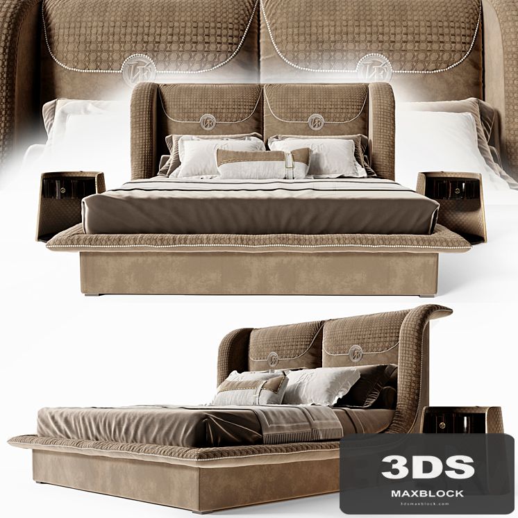 Bed Vittoria Frigerio Appiani, bedside table Contarini