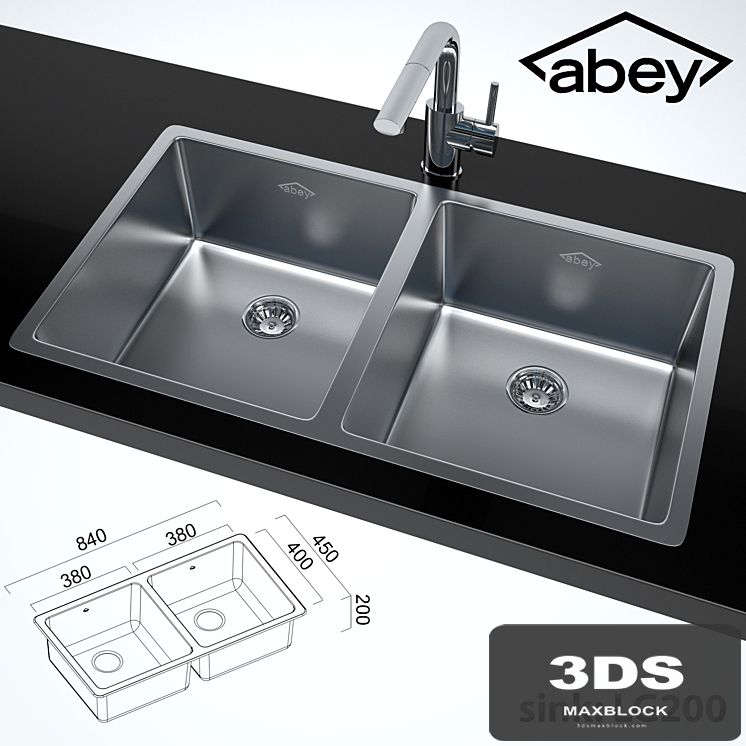 Double kitchen sink + Ovale Sink Mixer With Pull-Out