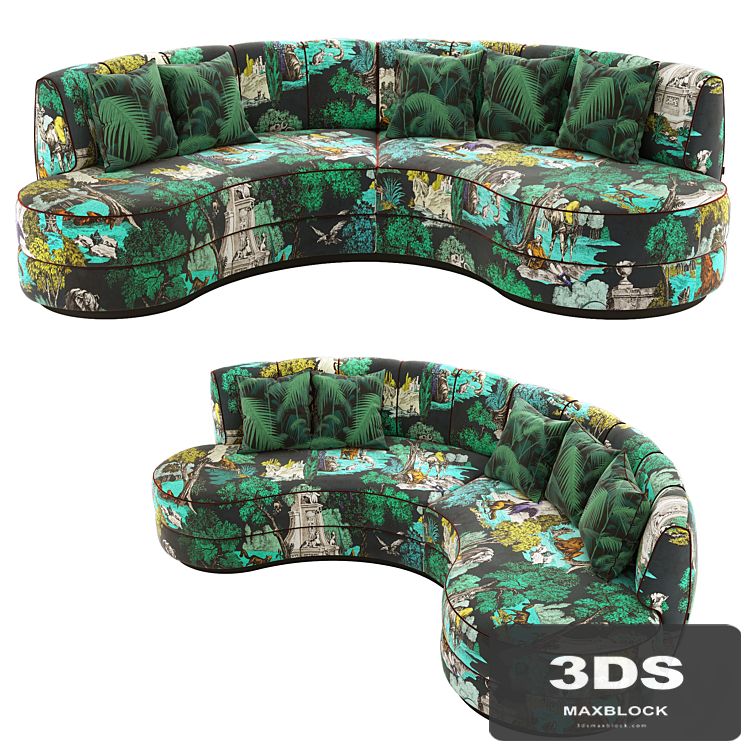 Stella Curved Sofa + Cole & Son Fabrics