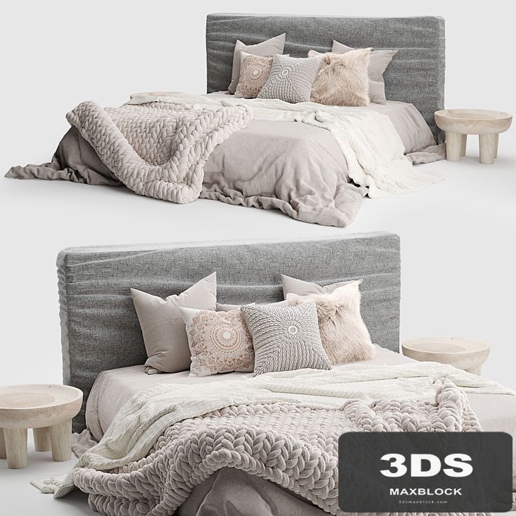 Zulu Upholstered Bed Charcoal