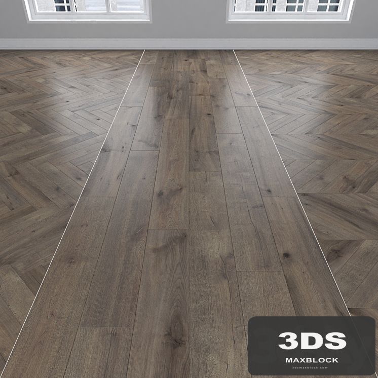Parquet Oak smoky, 3 types: herringbone, linear, chevron.