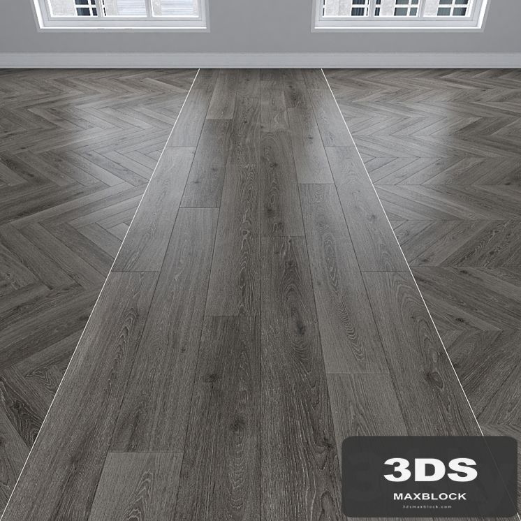 Parquet Oak gray, 3 types: herringbone, linear, chevron.