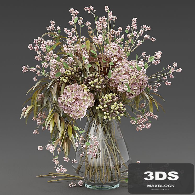 Bouquet of snowberry and hydrangea