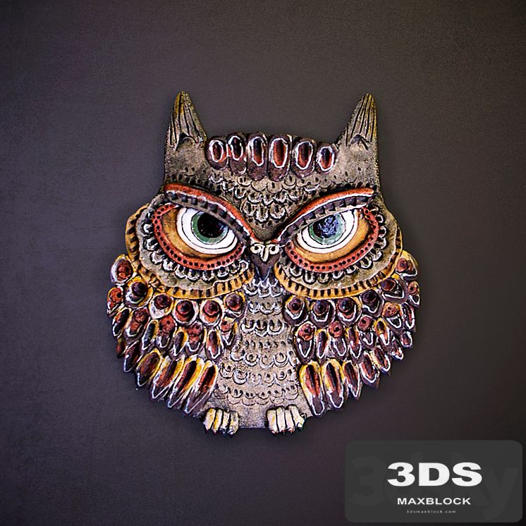 Ceramic panel "Owl" (3 pieces)