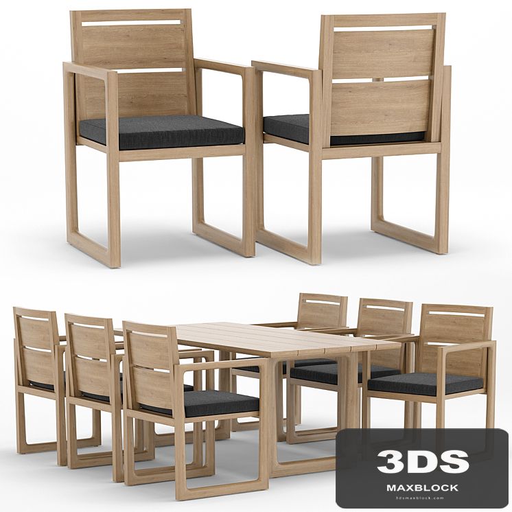 RH Outdoor Navaro restangular table-chair