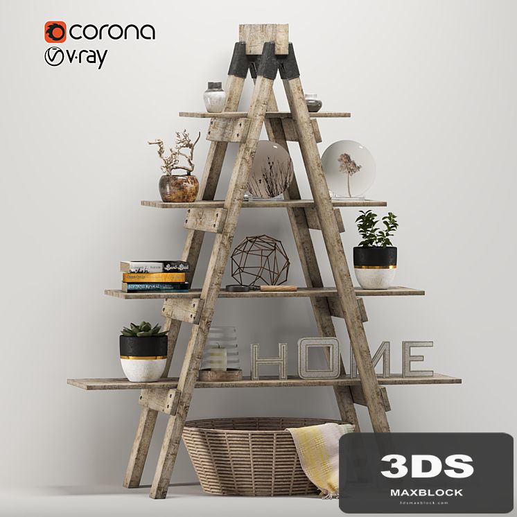 Rustic ladder bookshelf
