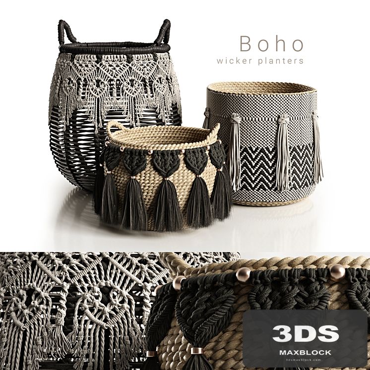 Boho wicker planters