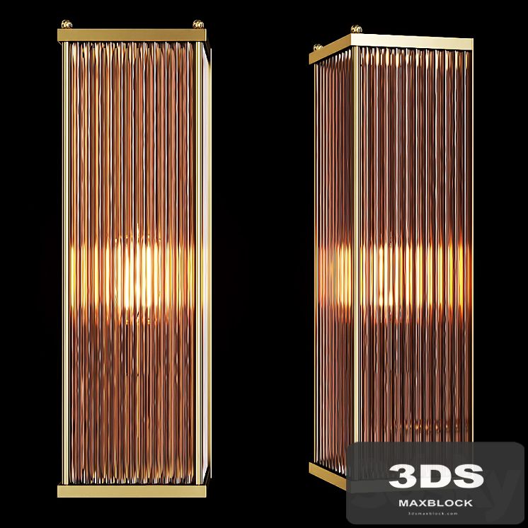 Restoration Hardware MARAIS RECTANGULAR SCONCE Brass and smoke glass