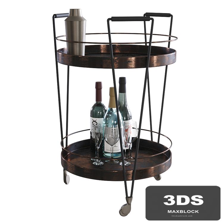 Mobile bar table CROSSROADS with filling
