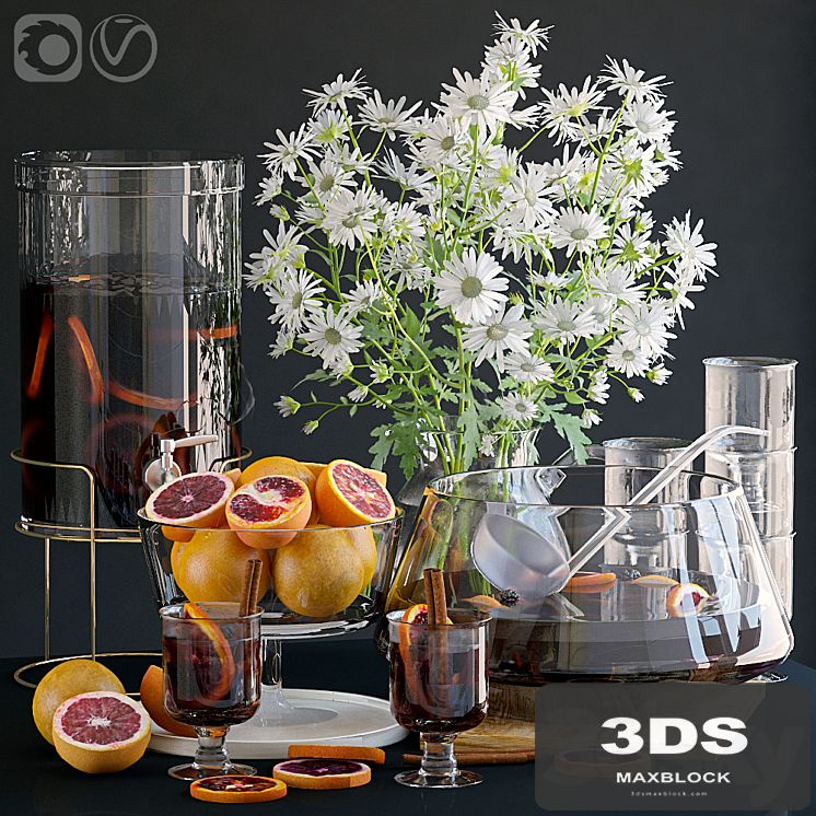 Decorative set with grapefruits.