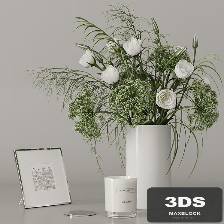 Decorative set with a green bouquet