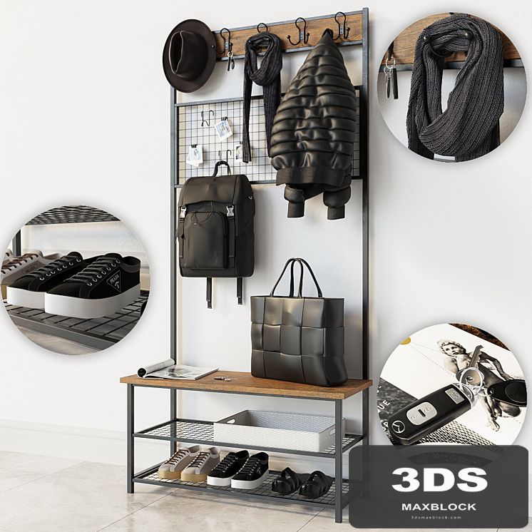 Hallway Industrial Shoe Rack Bench wardrobe