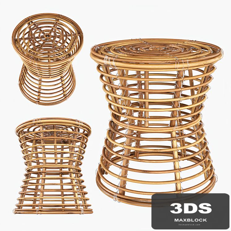 Wicker coffe table / Rattan stool