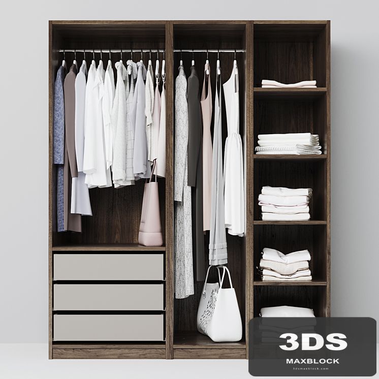 wardrobe with clothes