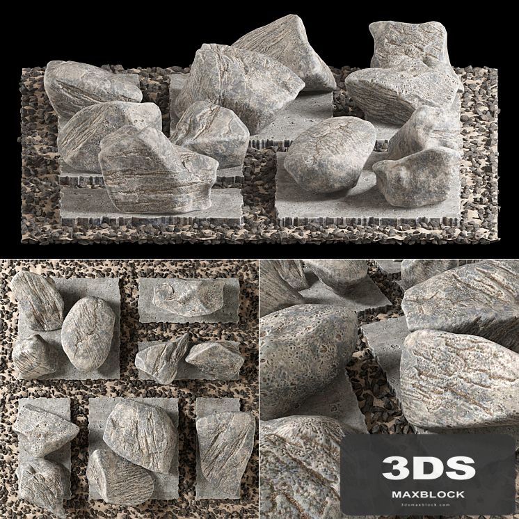 Slab tile gravel monument n1 / Square with stones monument