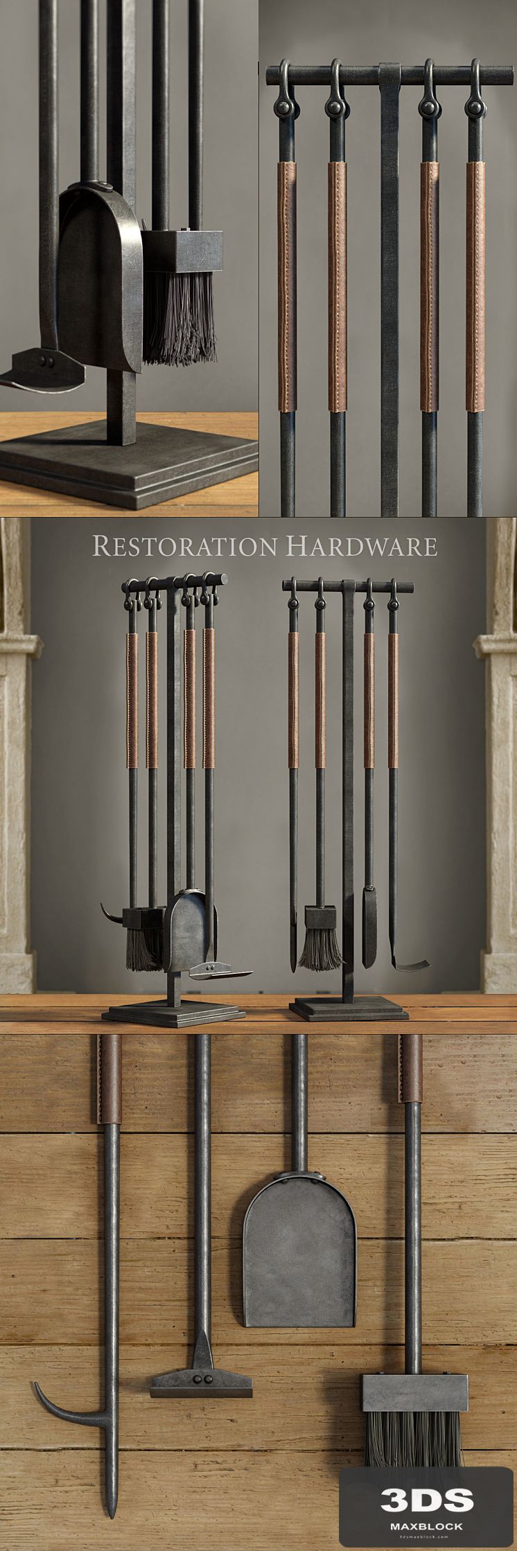 RH / LEATHER RIVET HEARTH TOOL SET