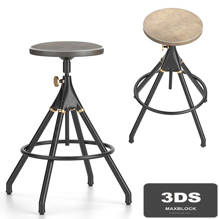 District Eight-Akron Counter Stool With Leather Seat