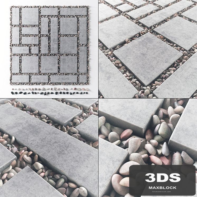 Tile square pebble low 2 n2 / Area from slabs with pebbles No. 2