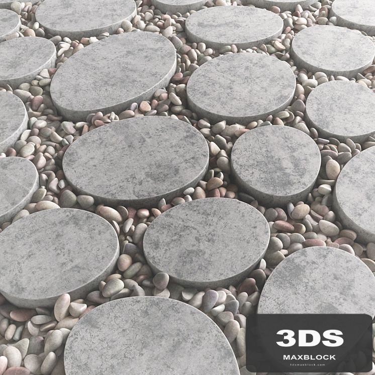 Tile square oval pebble n1 / Square oval slabs with pebbles