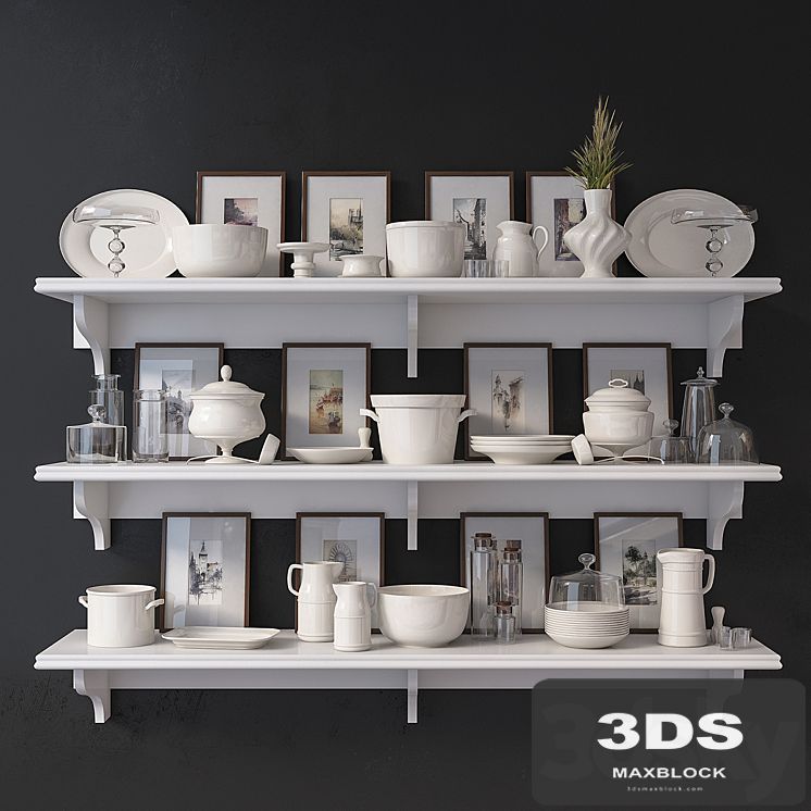 Shelves with utensils