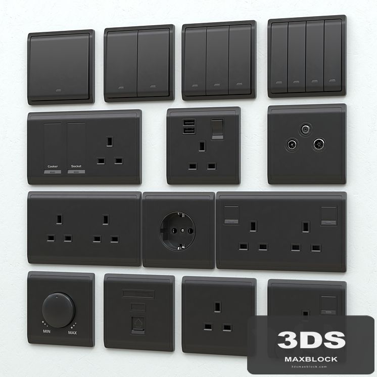 Schneider pieno switches & sockets matte black