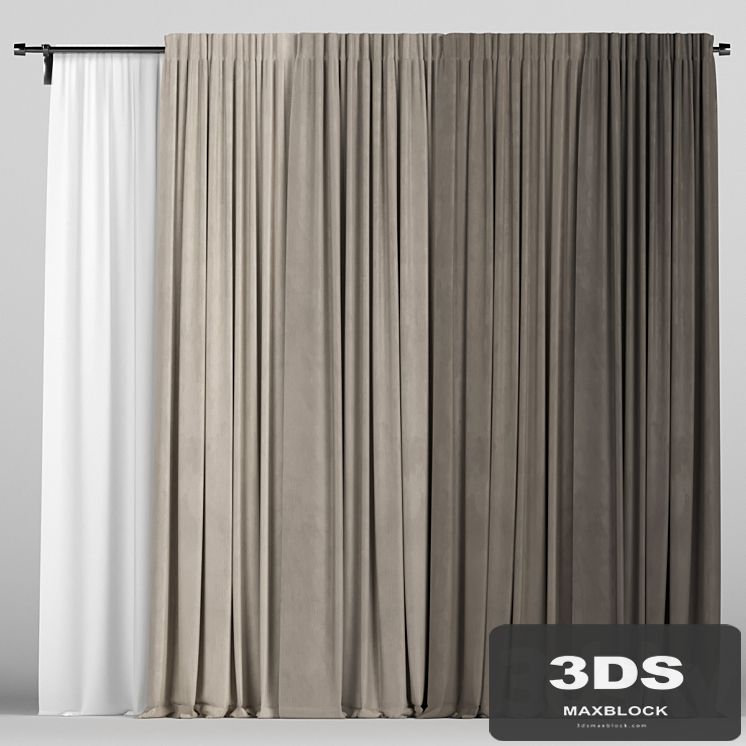 Brown curtains in four colors with tulle