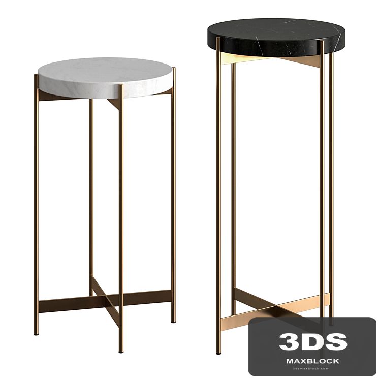 CB2 Block Marble Pedestal Tables