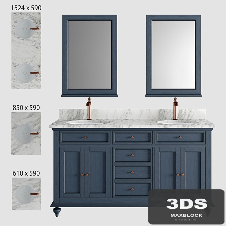 Keller Double Vanity for Undermount Sinks - Vintage Navy Blue