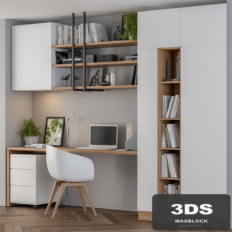 Home office white wood