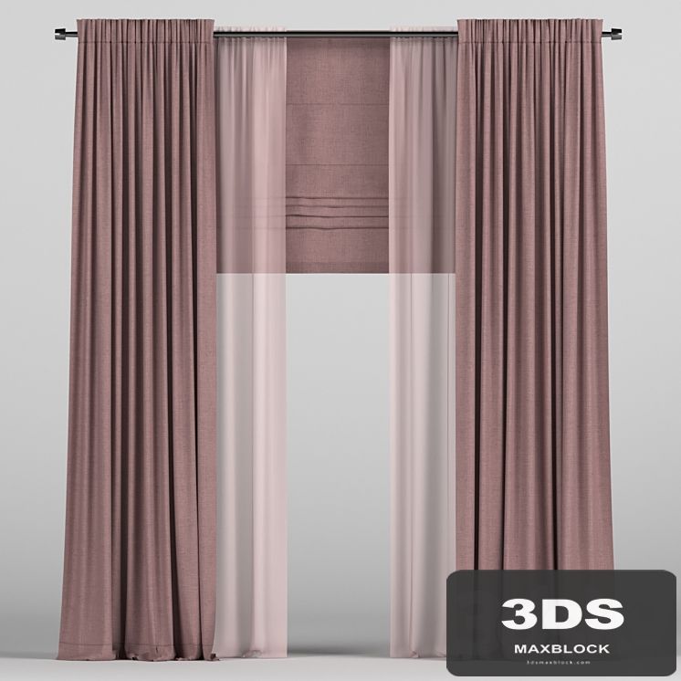 Curtains with tulle and a roman curtain.