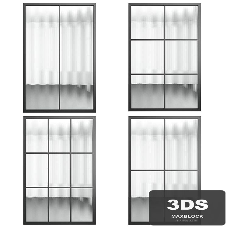 Set of partitions with embossed glass
