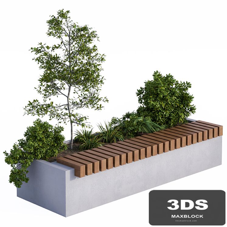 Urban Furniture / Architecture Bench with Plants Box01