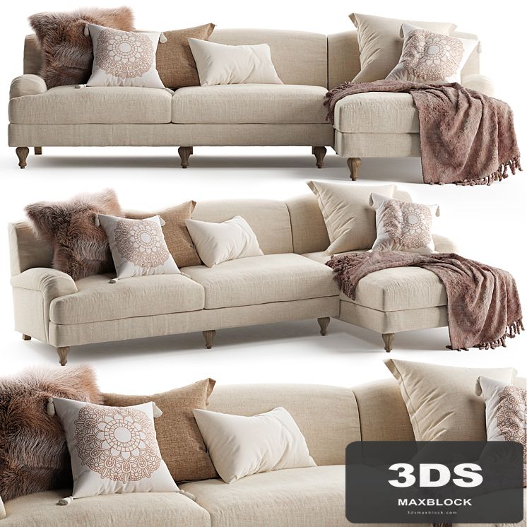 Rose Fabric Sofa Chaise