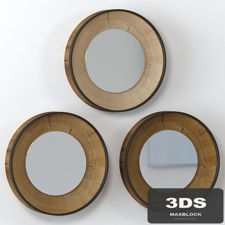 A collection of round slab mirrors.