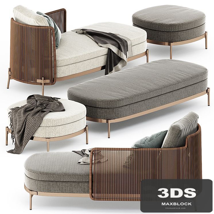 TAPE CORD PAOLINA and BENCH and OTTOMAN by Minotti