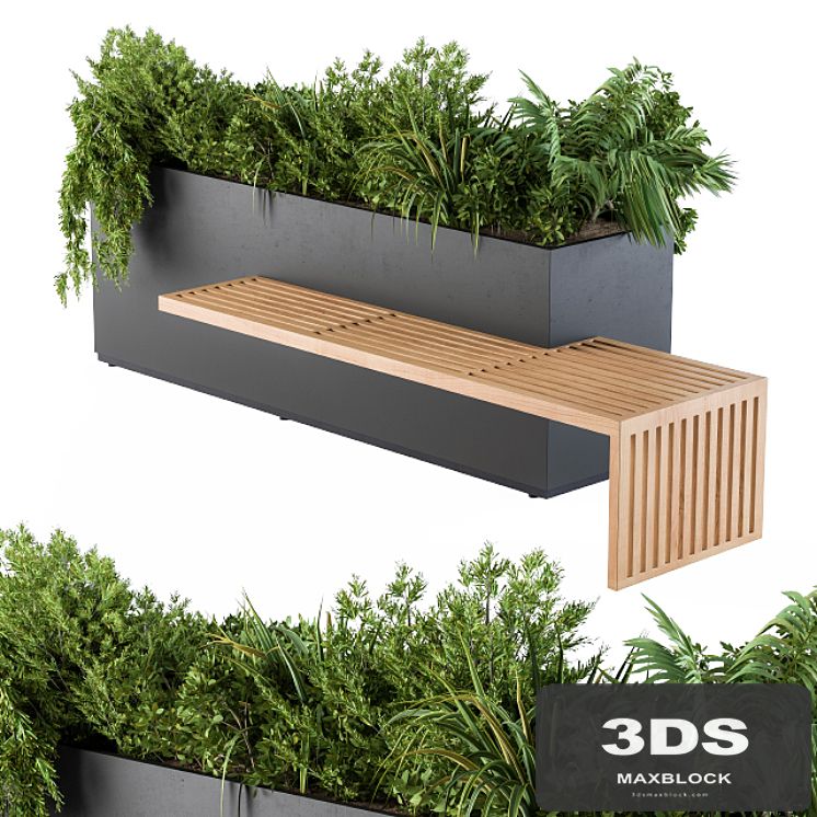 Urban Furniture / Architecture Bench with Plants Box03