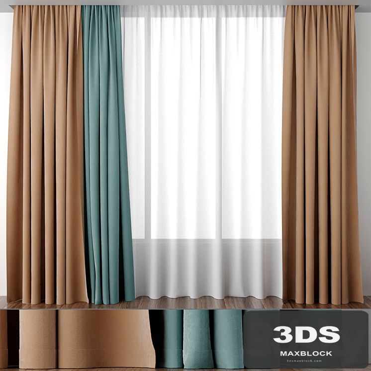 Curtains ocher and mint