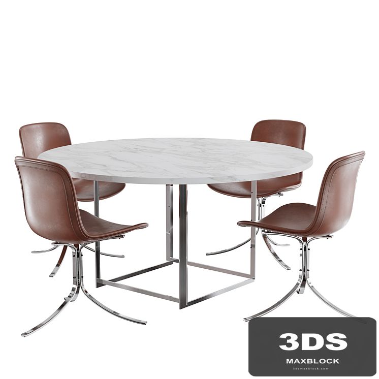 Dining set fritz hansen PK9 chair PK54 table