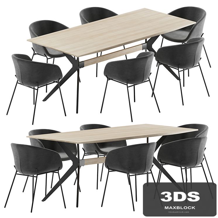 La forma table Amethyst & Zadine chair dining set