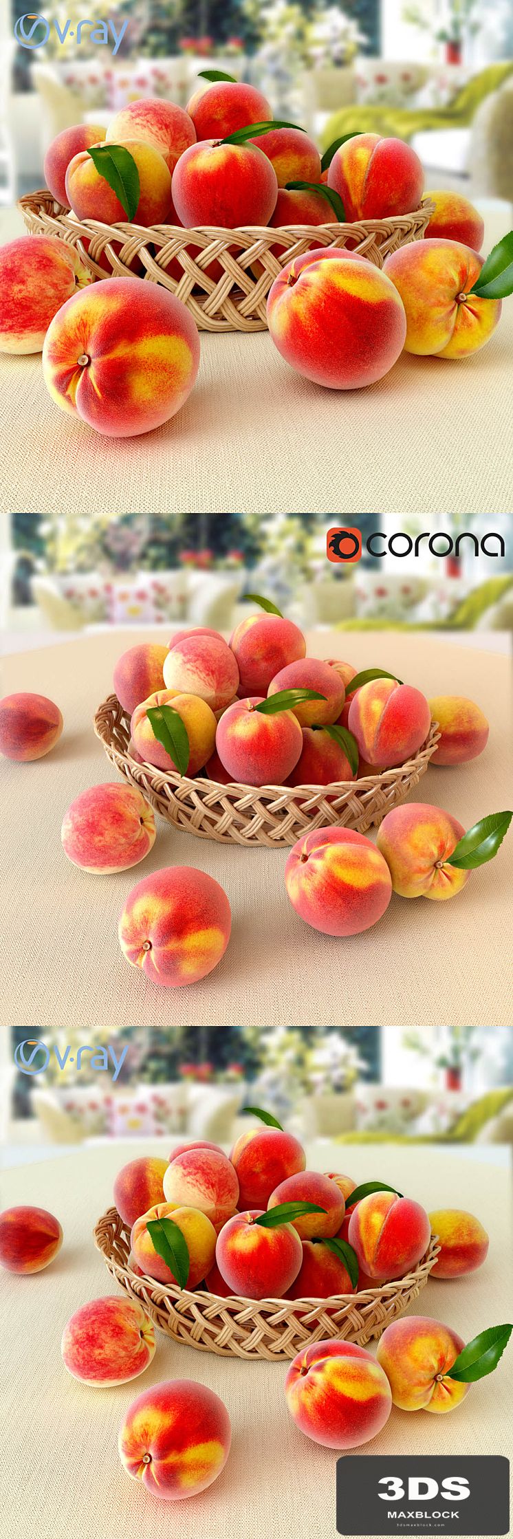 Peaches in a wicker basket