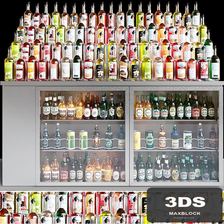 Huge bar with a large selection of alcohol. Cocktail