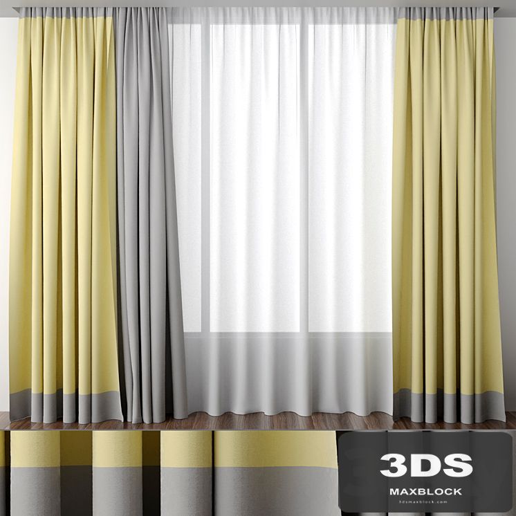 Yellow curtain with edging
