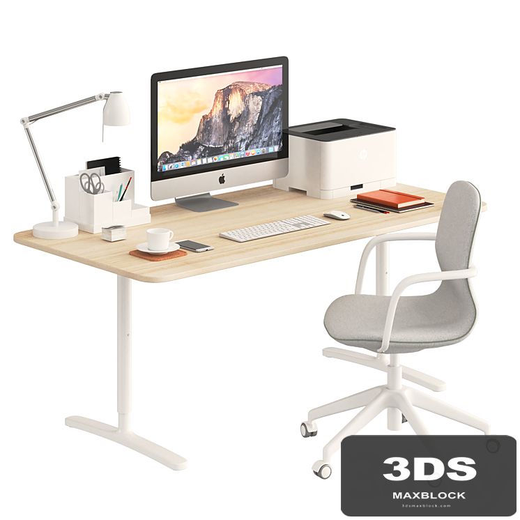 Ikea BEKANT desk and LÅNGFJÄLL Chair