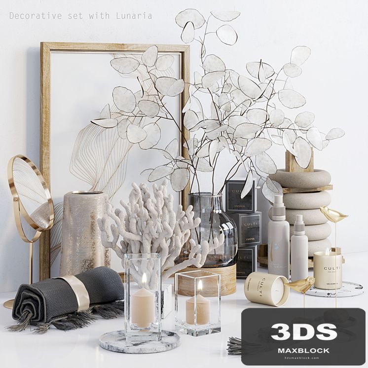Decorative set with Lunaria