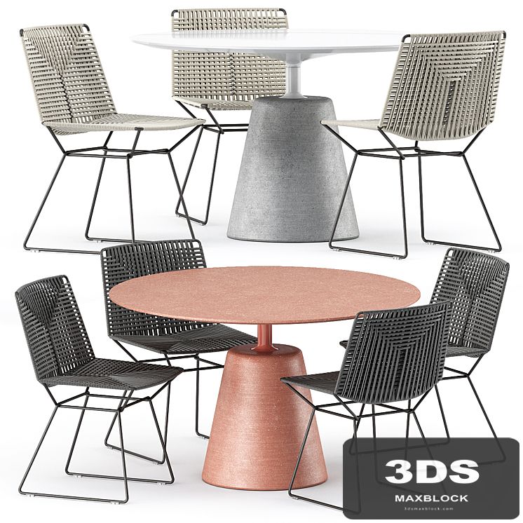NEIL TWIST CHAIR and ROCK TABLE by Mdf Italia