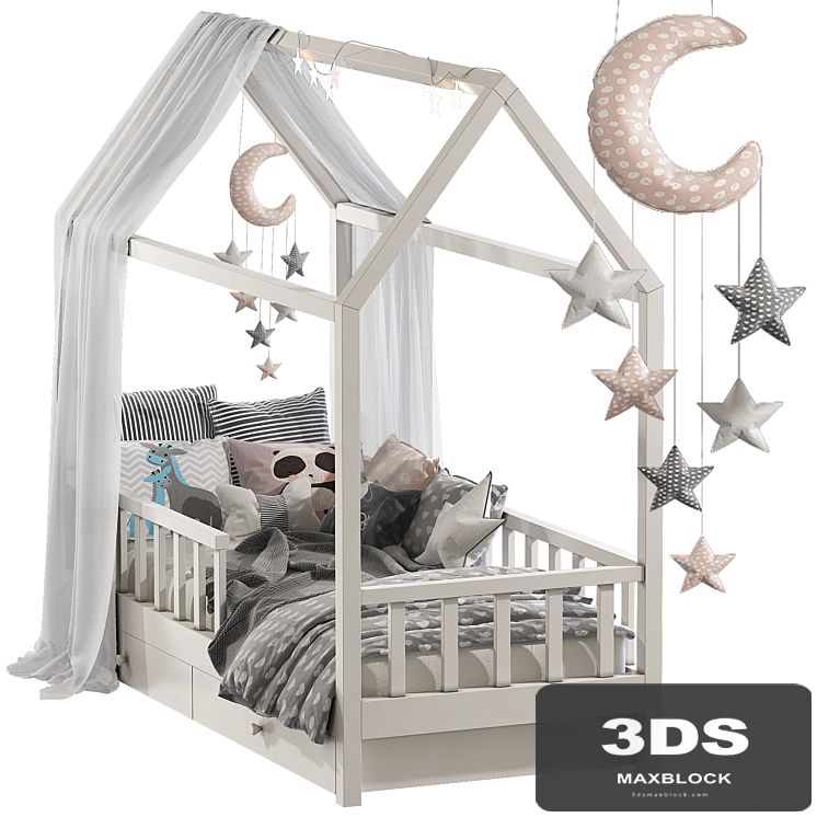 Children's bed with columns 7